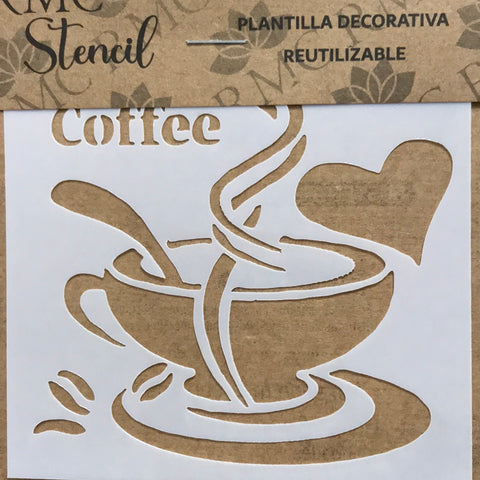 STENCIL CUADRADO 10X10 LETRAS COFFEE
