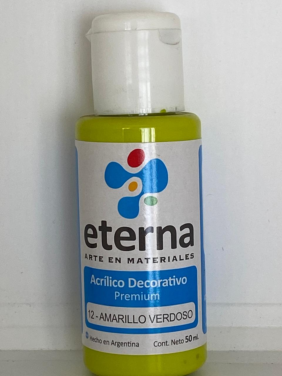 PINTURA ACRÍLICA DECORATIVA ETERNA 50ML 12 AMARILLO VERDOSO