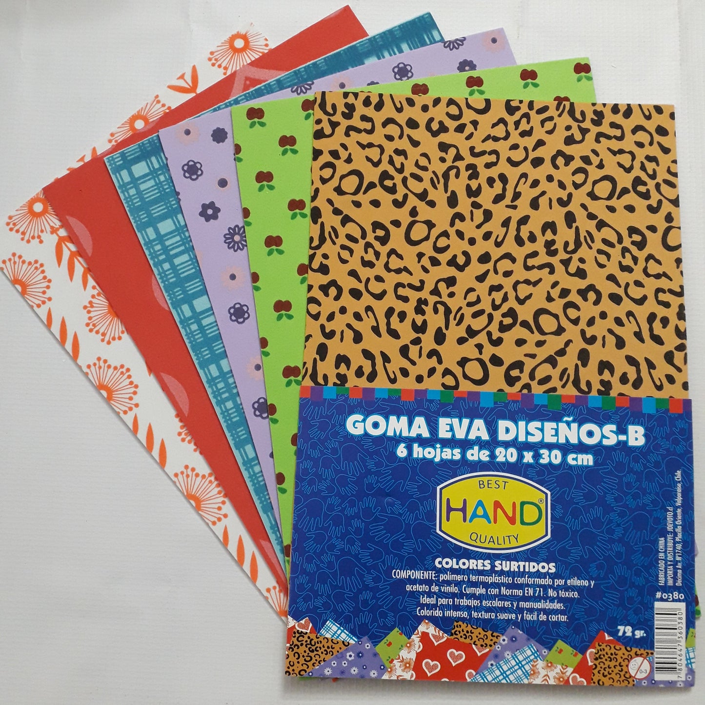 CONJUNTO DE GOMA EVA (DISEÑO B) 6 HOJAS TAMAÑO 20x30 CM