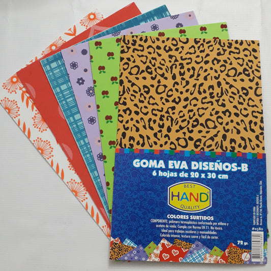 CONJUNTO DE GOMA EVA (DISEÑO B) 6 HOJAS TAMAÑO 20x30 CM