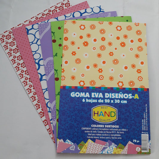 CONJUNTO DE GOMA EVA (DISEÑO A) 6 HOJAS TAMAÑO 20x30 CM