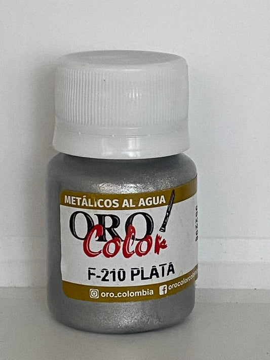 PINTURA METALICA AL AGUA ORO COLOR F210 PLATA