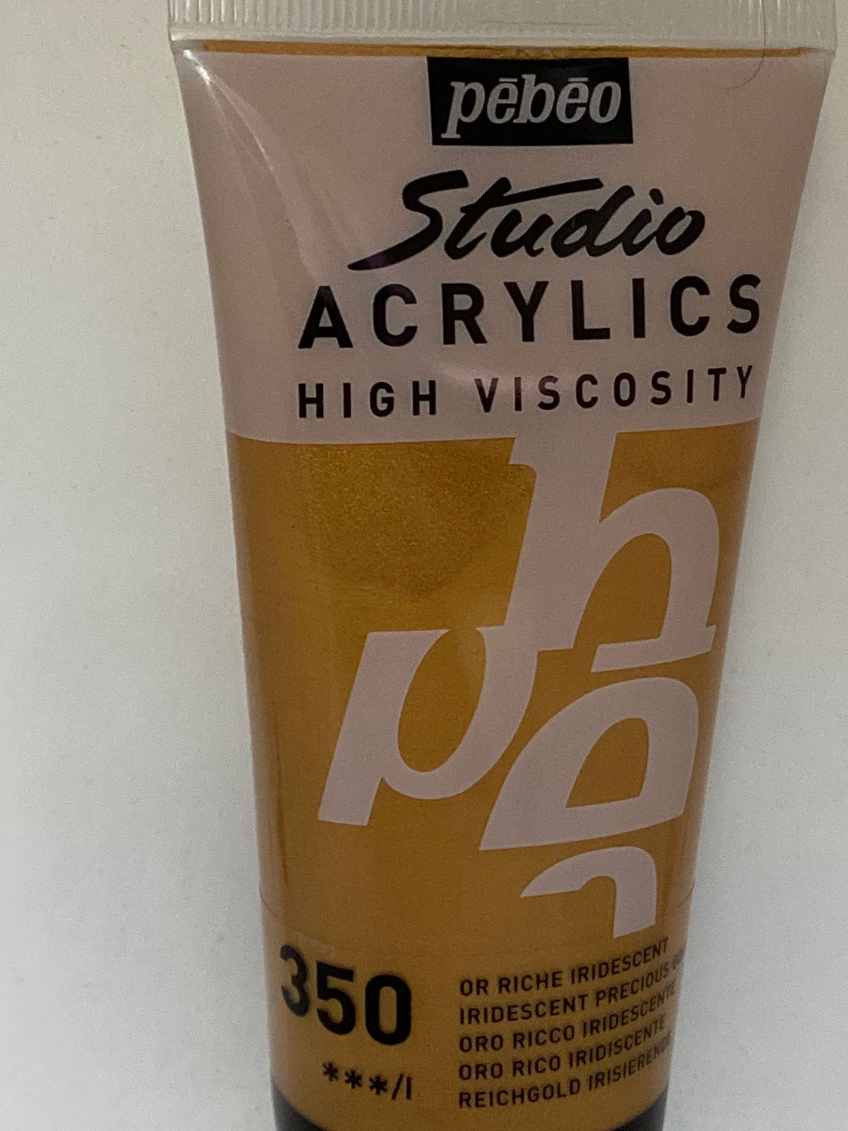 PINTURA ACRILICA PROFESIONAL 100 ML 350_ORO RICO IRIDISCENTE