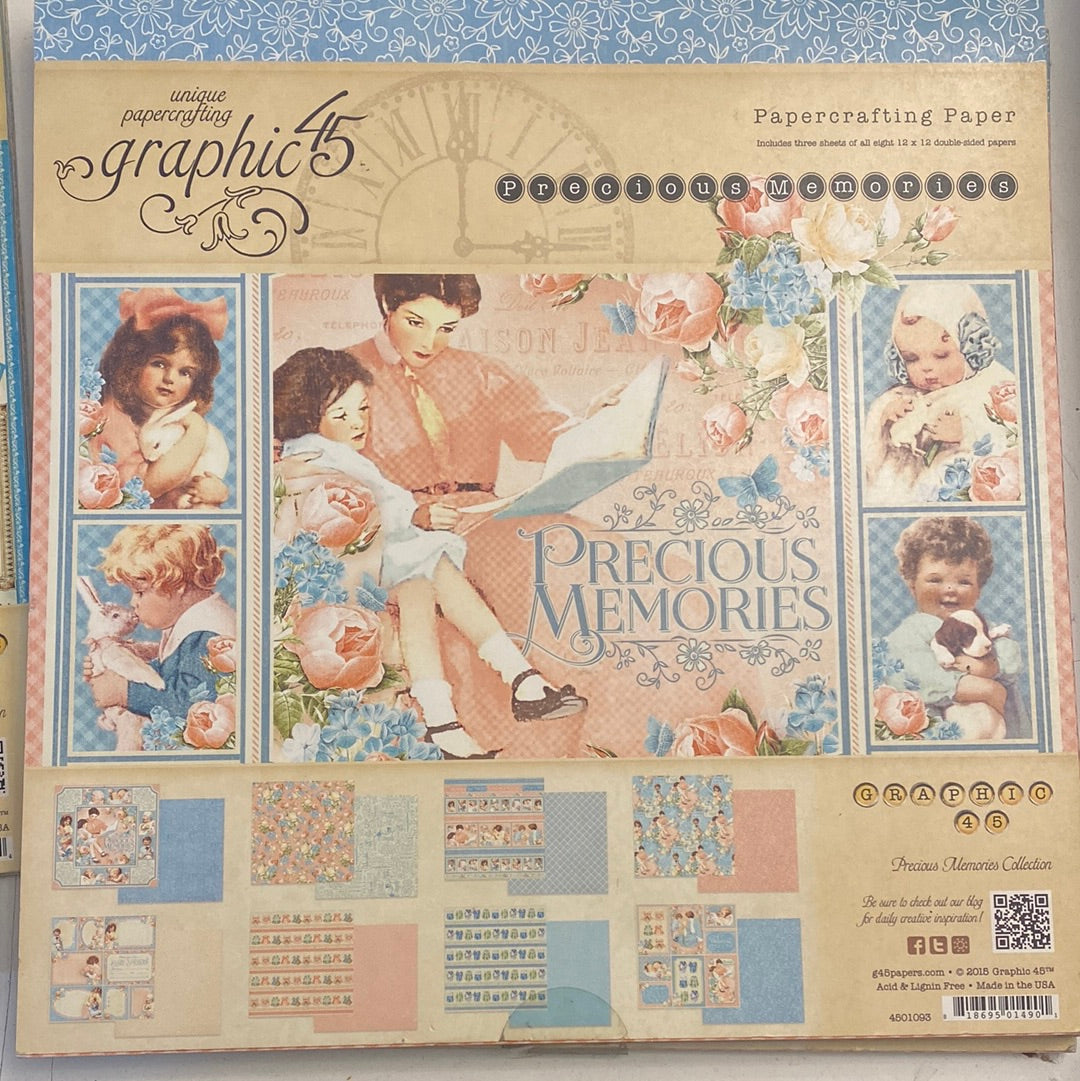 Álbum Block Laminas Graphic 45 Doble 30x30cm Scrapbooking USA -Precious Memories