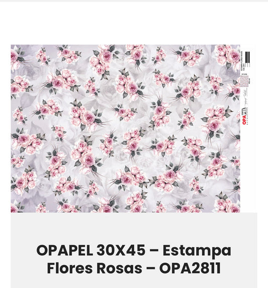 2811-LAMINA OPAPEL 30X45CM ESTAMPAS FLORES