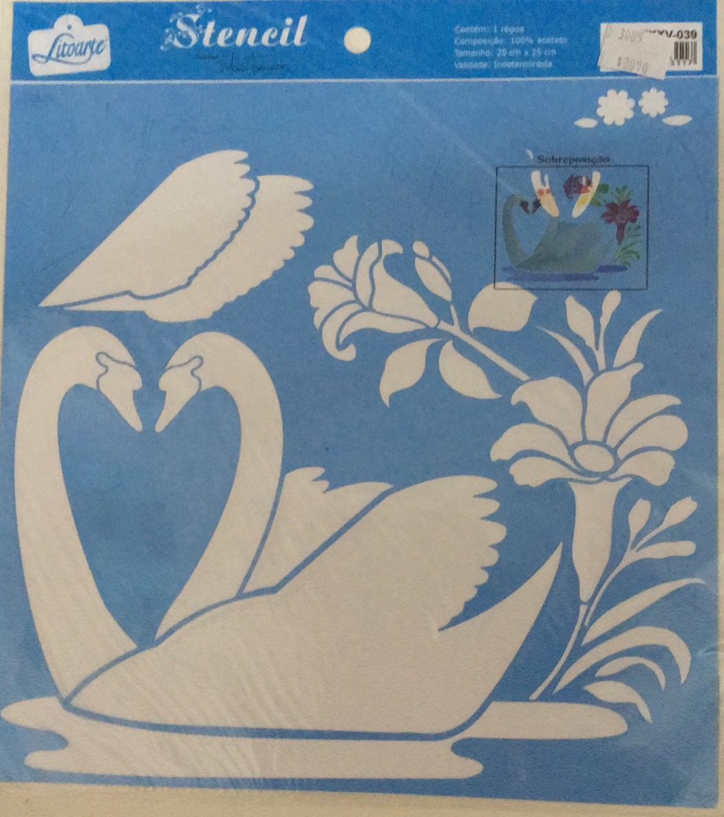 STENCIL LITOARTE 25 x 25 CISNES FLORES