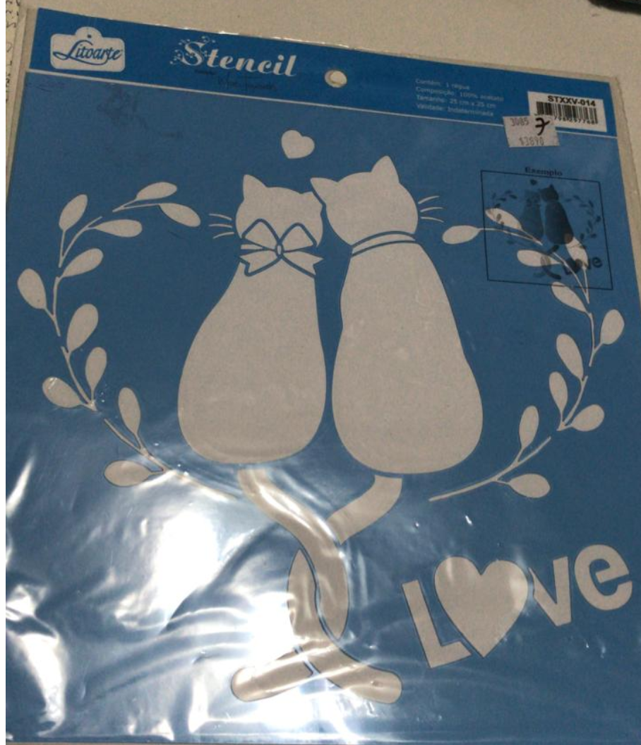 STENCIL LITOARTE 25 x 25 GATOS AMOR