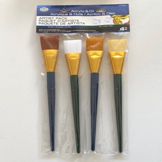 SET ROYAL PINCELETAS ACRILICO Y OLEO X4