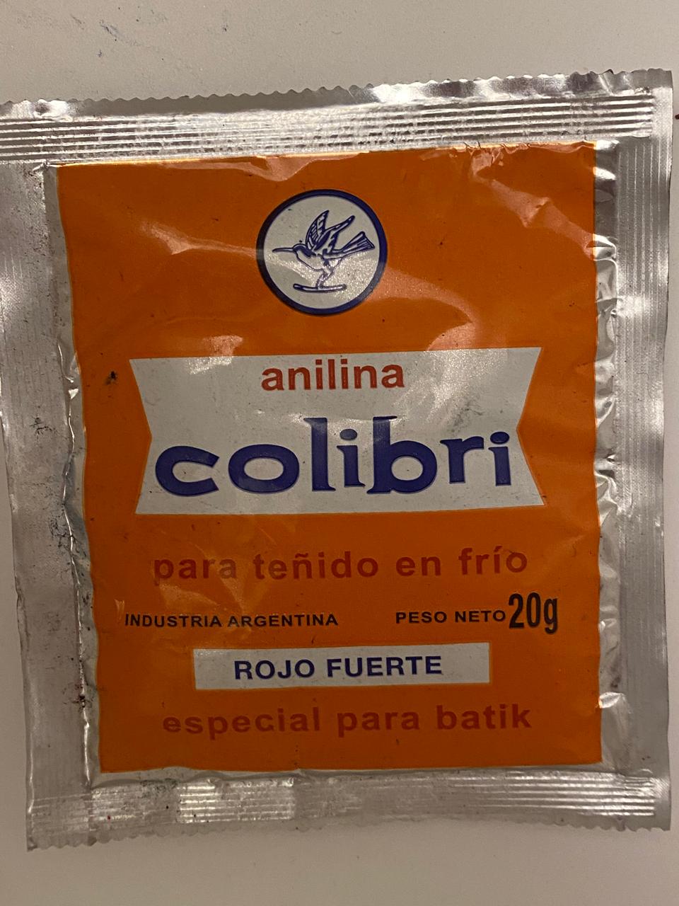 ANILINA TEÑIDO ROPA FRIO O CALOR  ROJO FUERTE