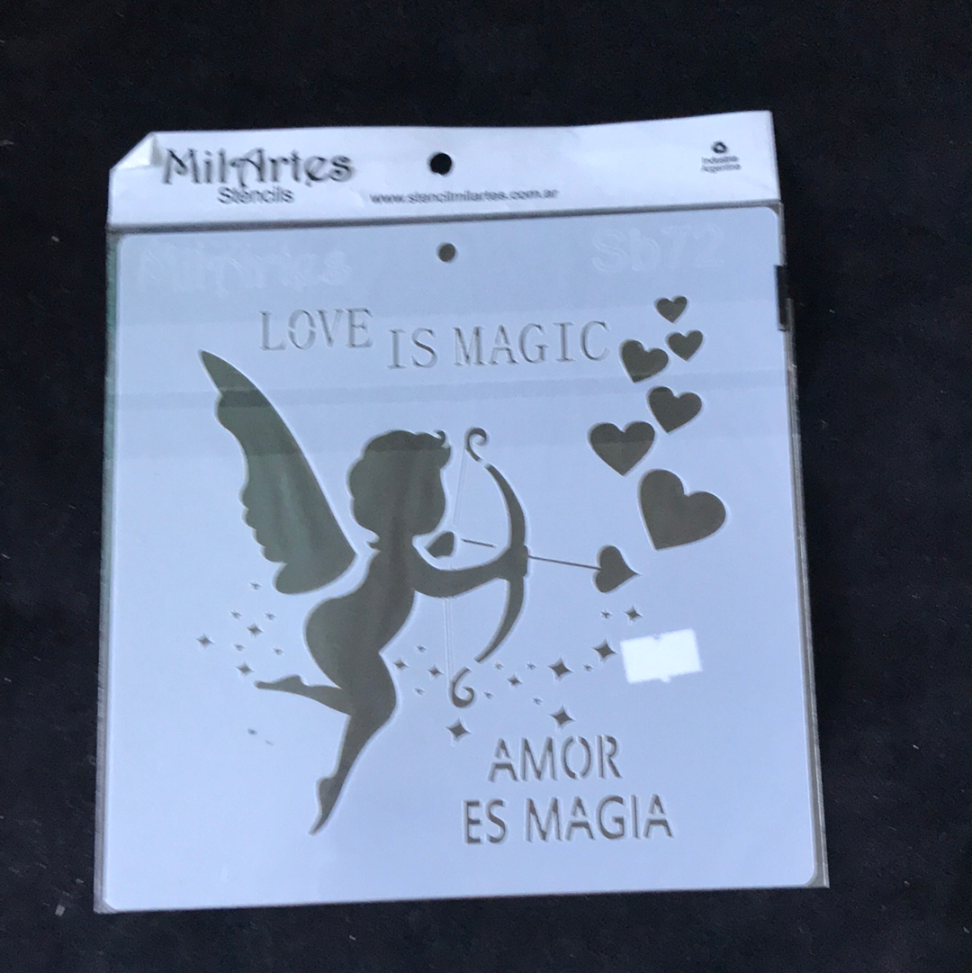 STENCIL 20X20 MILARTES AMOR ES MAGIA