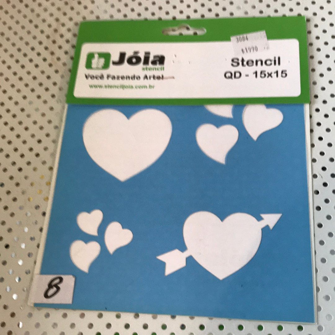 STENCIL  15 x 15  CORAZONES JOIA BRASIL