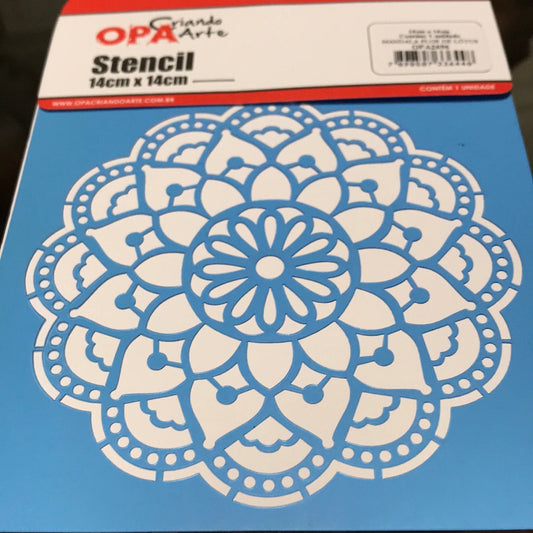 STENCIL 14X14  FLOR DE LOTUS 2696 OPA  MANDALAS