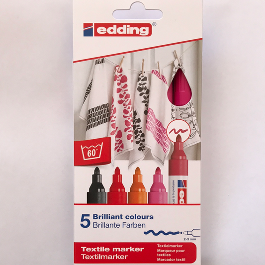 Set de lapiz Marcador para tela Edding 2 mm 5 colores calidos